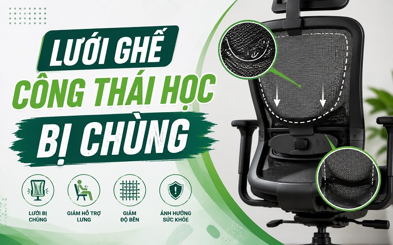 lưới ghế công thái học bị chùng