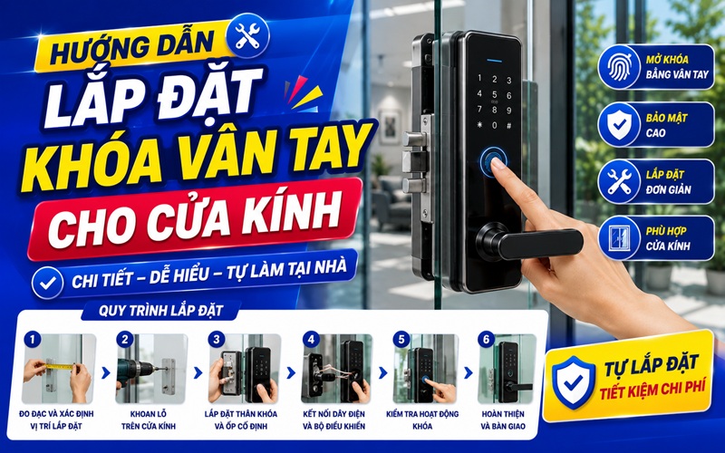 hướng dẫn lắp đặt khóa vân tay cho cửa kính